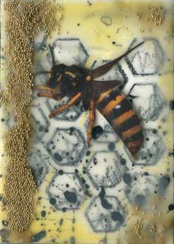 August - "Hive" by Krista G Vendetti, Wausau WI - Encaustic - SOLD